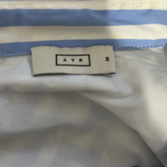 AYR Deep End Button Down Shirt in 100% Cotton Blue Stripe Size Medium - Picture 5 of 6